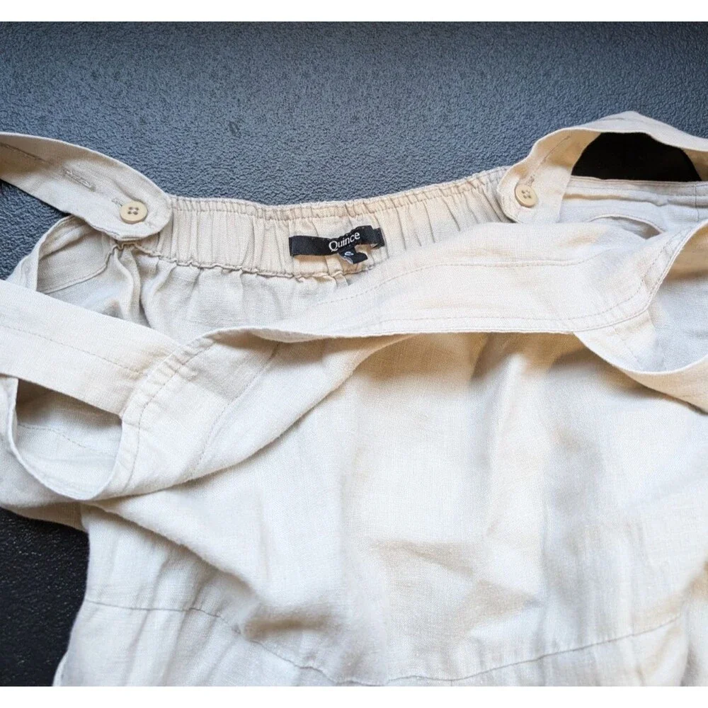 Quince 100% European Linen Square Neck Jumpsuit Adjustable Straps Small